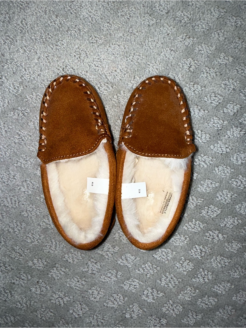 Toddler boy Suede Moccasin Slippers with Plush Lining - Brown